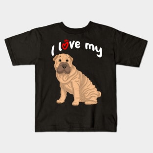 I Love My Fawn Shar-Pei Dog Kids T-Shirt